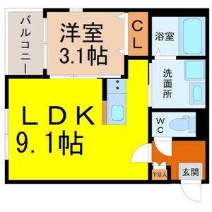 1DK 間取り図