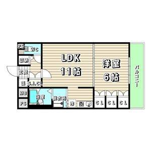 1K 間取り図