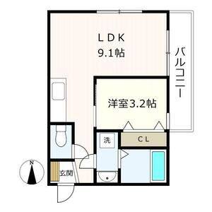 1LDK 間取り図