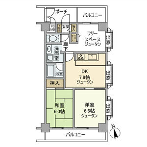 2DK 間取り図