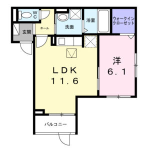 1LDK 間取り図