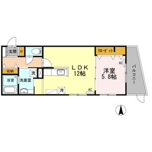 1LDK 間取り図