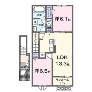 2LDK 間取り図