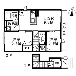 2DK 間取り図