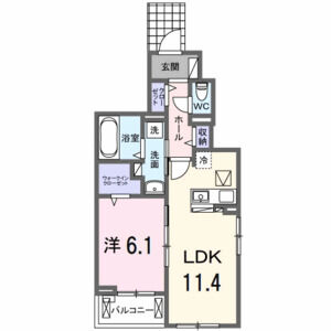 1LDK 間取り図