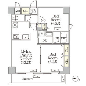 2LDK 間取り図