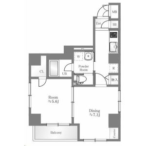 1DK 間取り図