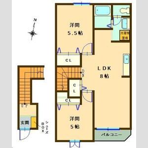 2LDK 間取り図