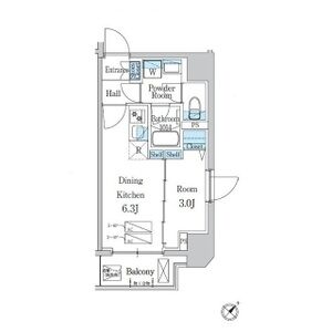 1DK 間取り図