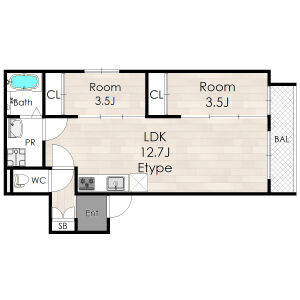 2LDK 間取り図
