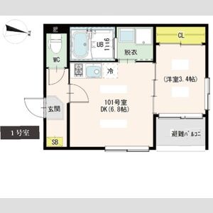1DK 間取り図