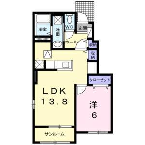 1LDK 間取り図
