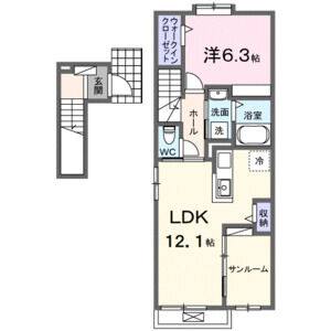 1LDK 間取り図