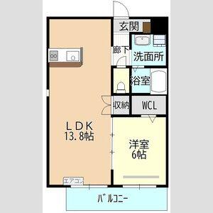 1LDK 間取り図