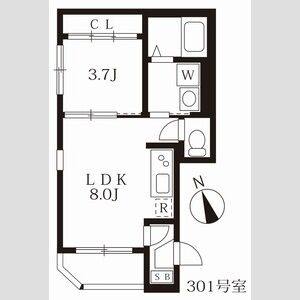 1LDK 間取り図