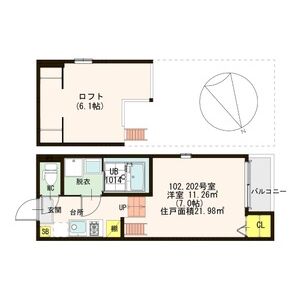 1K 間取り図