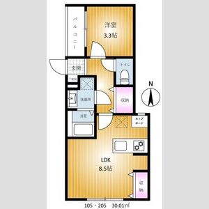 1LDK 間取り図