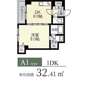 1DK 間取り図