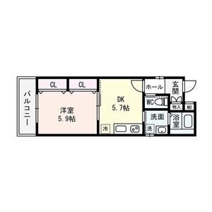 1DK 間取り図