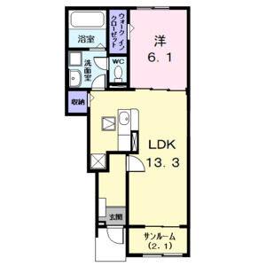 1LDK 間取り図