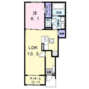 1LDK 間取り図