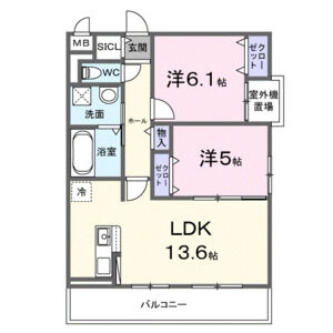 2LDK 間取り図