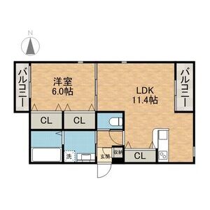 1LDK 間取り図
