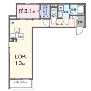 1LDK 間取り図