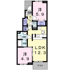 2LDK 間取り図