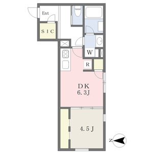 1DK 間取り図