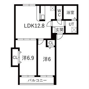 2LDK 間取り図