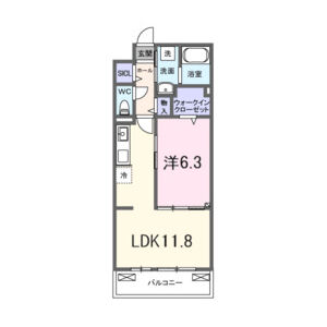1LDK 間取り図