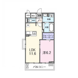 1LDK 間取り図