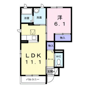 1LDK 間取り図