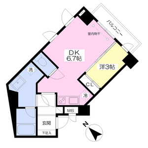 1DK 間取り図