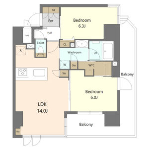 2LDK 間取り図