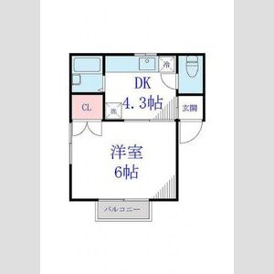 1DK 間取り図