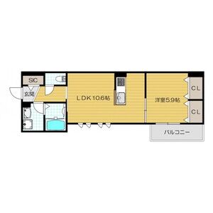 1LDK 間取り図