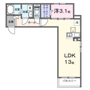 1LDK 間取り図