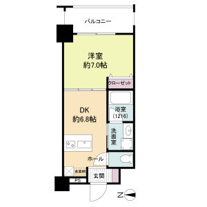 1DK 間取り図