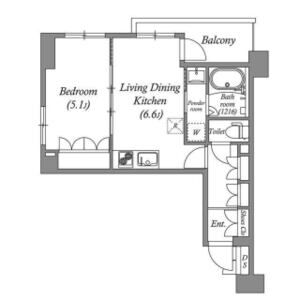 1DK 間取り図