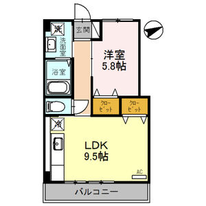 1LDK 間取り図