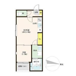 1DK 間取り図