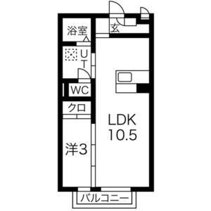 1LDK 間取り図