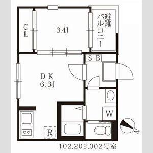 1DK 間取り図