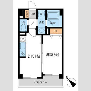 1DK 間取り図