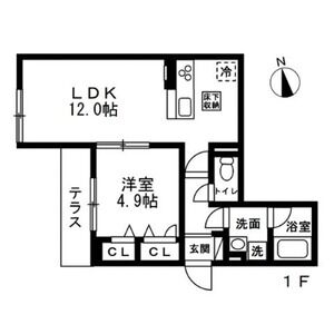 1LDK 間取り図