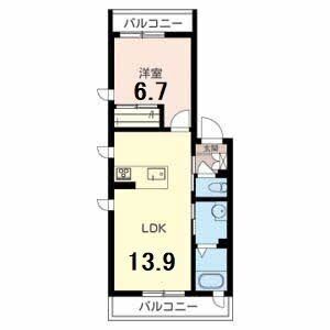 1LDK 間取り図
