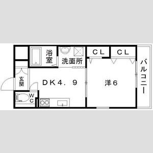 1DK 間取り図
