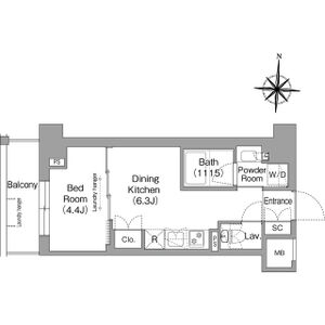 1DK 間取り図